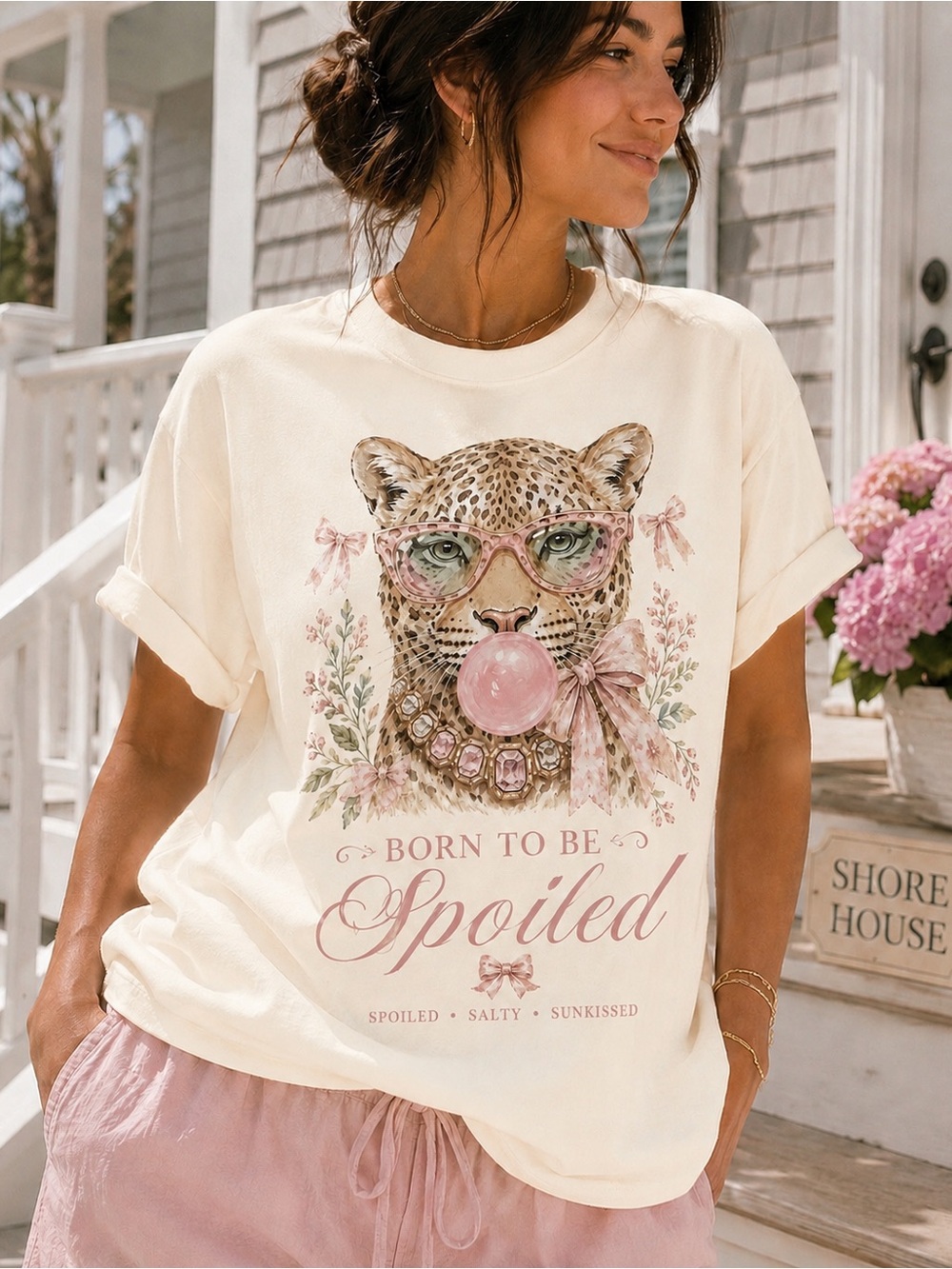 Women’s Cream Graphic Tee - Born to Be Spoiled S-5x